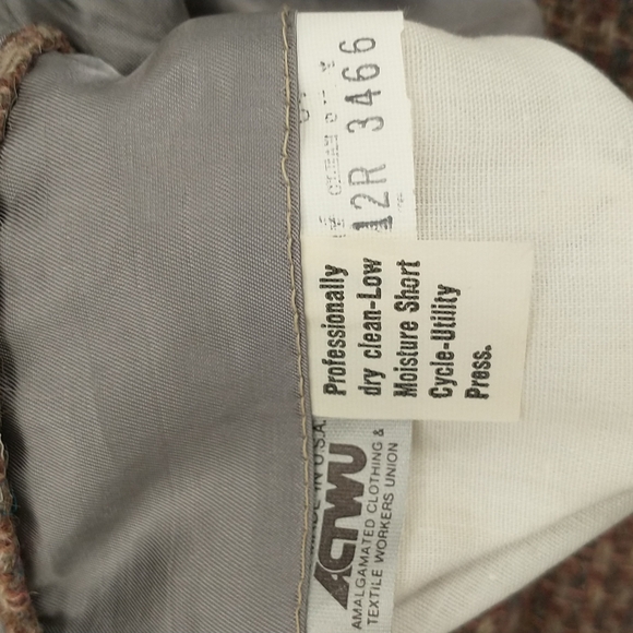 Vintage Tweed Suit Skirt Blazer Brooks Brothers Woven Neutral Wool Tailored USA - Picture 9 of 13